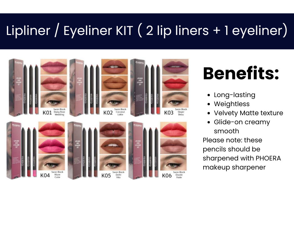 PHOERA -AMAZING KIT (2 lipliners + 1 Black eyeliner)